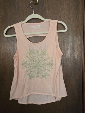 Selena Gomez Peach-Pink Tank with Green Mandala Print Xl